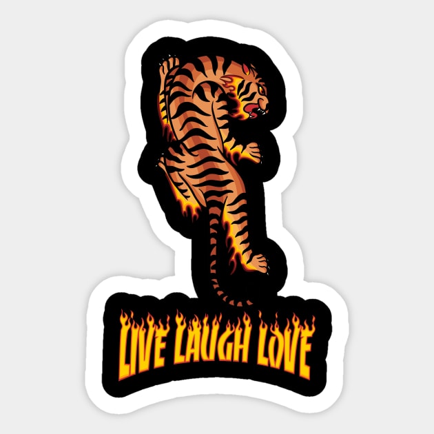 Live Laugh Love Tiger Sticker by Lukeh Designs